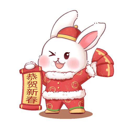 兔年春节红色兔子2023素材图片免费下载-千库网