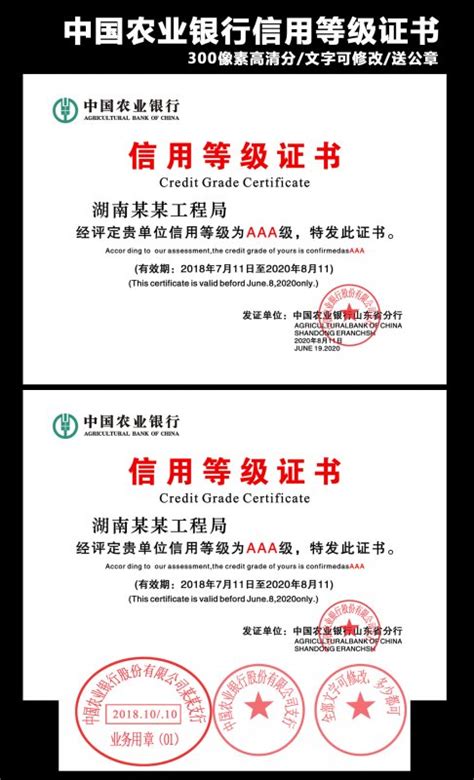 【psd】中国农业银行信用等级证书模版_图片编号：201911140611137919 ...