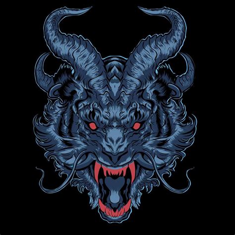 Blue tiger with horns illustration 6317695 Vector Art at Vecteezy