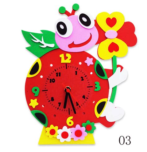 幼儿园认识时间不织布卡通时钟儿童diy手工制作钟表玩具教具材料-淘宝网