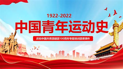 中国青年运动史PPT红色简洁五四以来青年运动的光辉历程专题团课-文稿PPT