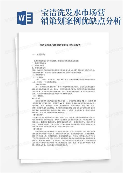 清扬洗发水营销策划案Word模板下载_熊猫办公