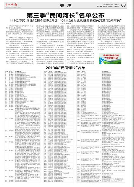 《舟山晚报》：第三季“民间河长”名单公布-欢迎光临-浙江国际海运职业技术学院