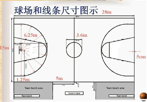 篮球全场、半场尺寸和地面涂装