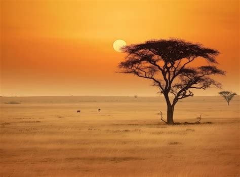 Premium Photo | Afican savannah in evening light