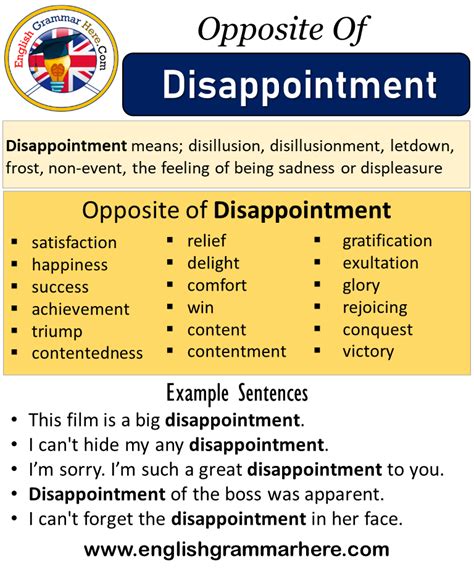 Opposite Of Disappointment, Antonyms of Disappointment, Meaning and ...