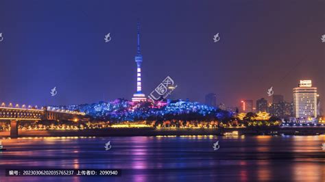 武汉城市建筑夜景建筑汉口江滩航拍摄影图配图高清摄影大图-千库网