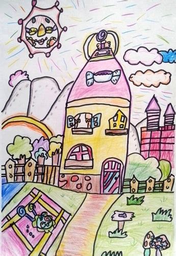 小学生绘画房子图画