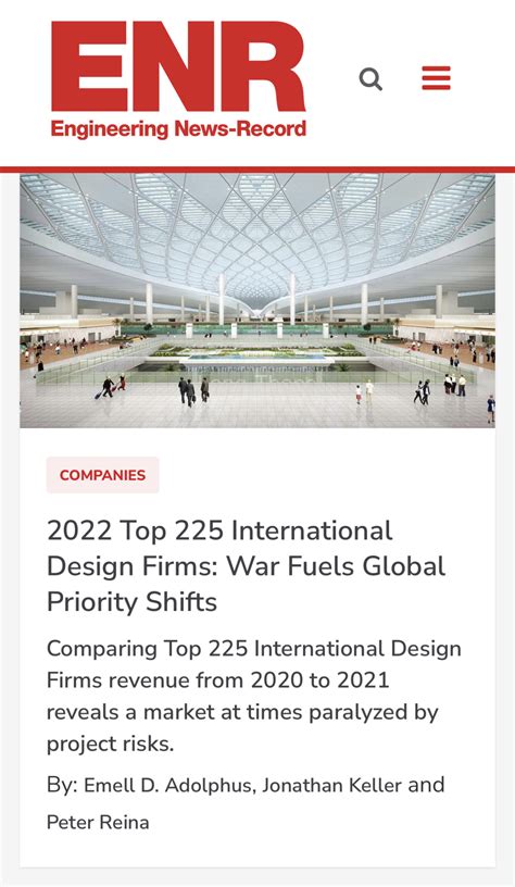 2022年度ENR“国际工程设计公司225强”榜单公布！24家中国企业上榜！_手机新浪网