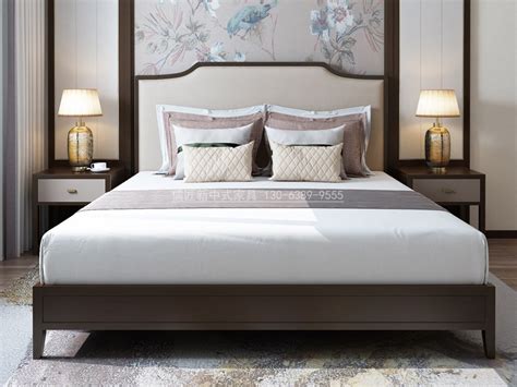 2020年最新款式新中式风格卧室家具款式图片，实木布艺床高端定制_儒匠家具