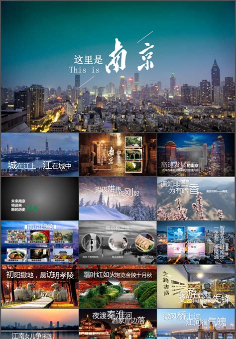 南京印象南京介绍城市景点动态PPT模板