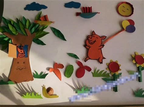 幼儿园半立体主题墙布置：小猪的快乐-新东方网
