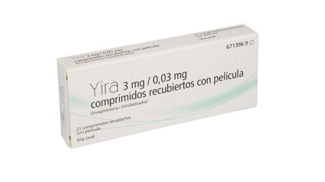 YIRA 3 mg / 0,03 mg COMPRIMIDOS RECUBIERTOS CON PELICULA , 21 comprimidos.