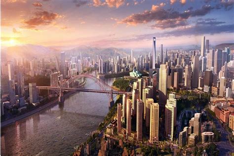 国外高楼耸立的现代化城市与桥梁PPT背景图片下载-人人PPT