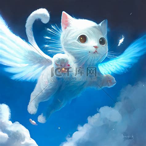 带翅膀的天使猫高清摄影大图-千库网