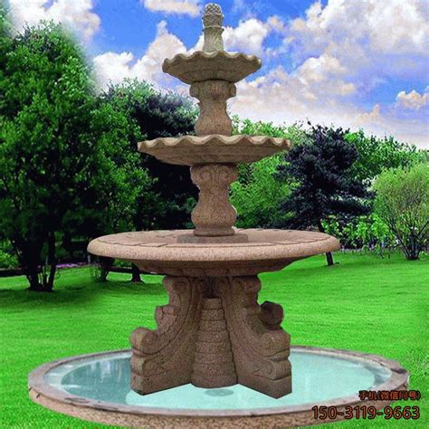 黄锈石喷泉_公园园林欧式流水喷泉雕塑_厂家图片价格-玉海雕塑