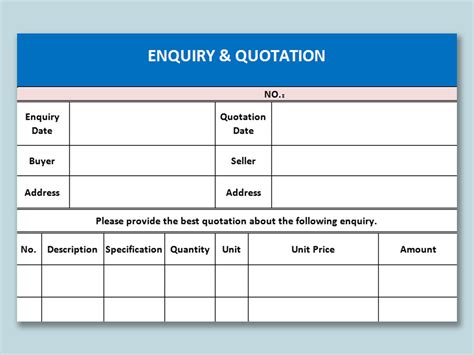 EXCEL of Enquiry and Quotation.xlsx | WPS Free Templates