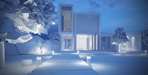 建筑效果图|Vray雪景渲染