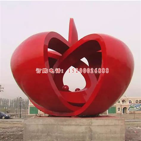 不锈钢苹果雕塑 广场景观雕塑 -宏通雕塑