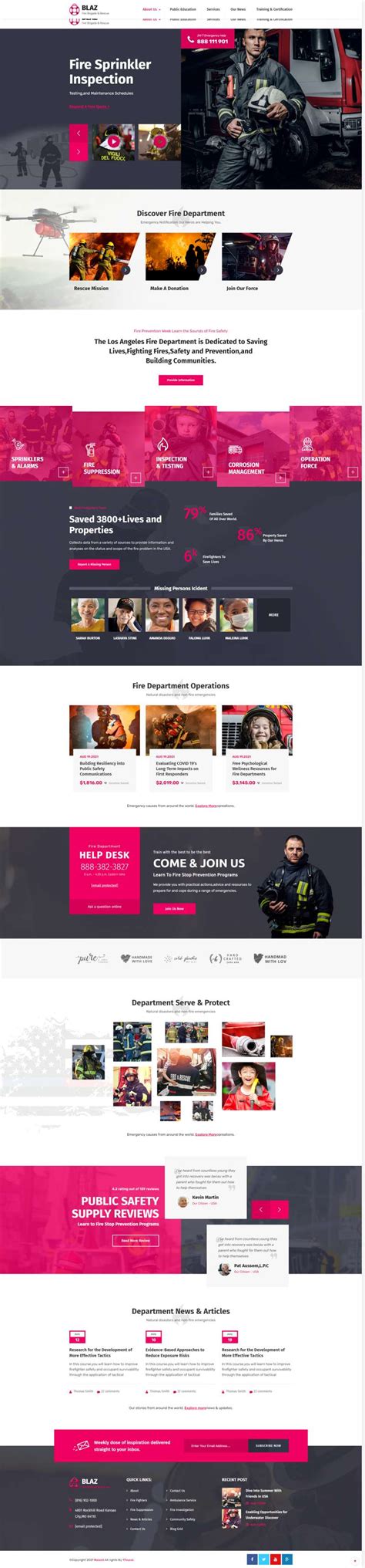 消防救援服务网站模板下载，高质量的消防机构网站设计-17素材网