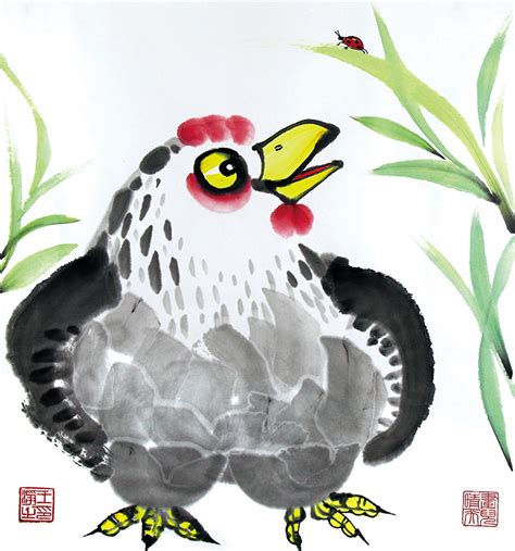 中国画公鸡设计图__家禽家畜_生物世界_设计图库_昵图网nipic.com