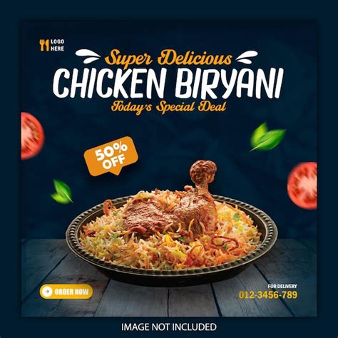 Anúncio de banner de postagem de venda de biryani de frango | PSD Premium