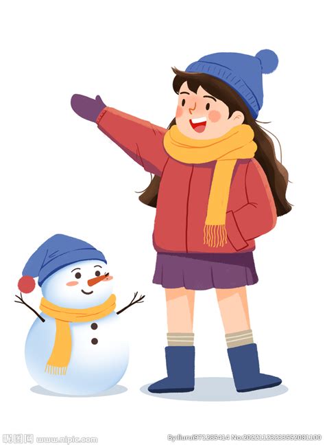 冬天的小女孩和雪人设计图__人物_PSD分层素材_设计图库_昵图网nipic.com