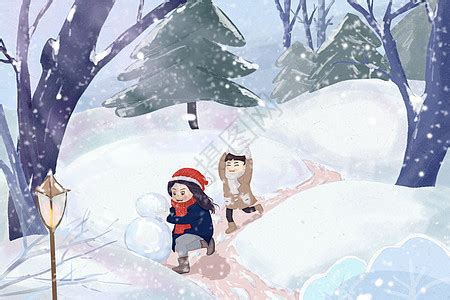 传统节气小雪大雪冬季女孩抱着玩具熊插画图片下载-正版图片402023781-摄图网