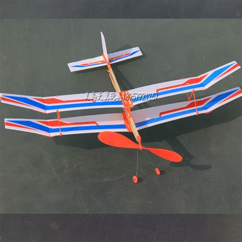 橡皮筋动力双翼滑翔飞机 橡皮筋动力飞机批发 直升机模型DIY拼装-阿里巴巴
