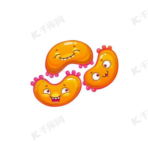 卡通病毒细胞载体图标，可爱的三重细菌，笑脸，有趣的细菌特征。背景图片免费下载_海报banner/高清大图_千库网(图片编号6226486)