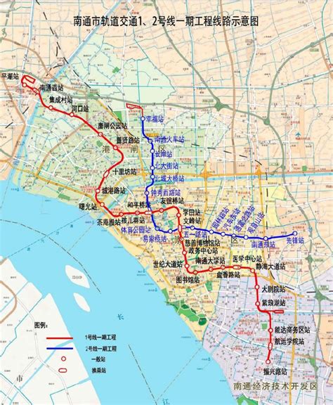 南通地铁1号线全程长约39千米，于2022年11月10日正式通车运营，标志南通“地铁时代”到来。图为南通地铁1号线线路图。读图，完成下面小题 ...