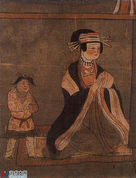 女供养人及童子_十六国时期到元朝的历代壁画经典作品欣赏_敦煌壁画-艺术大咖