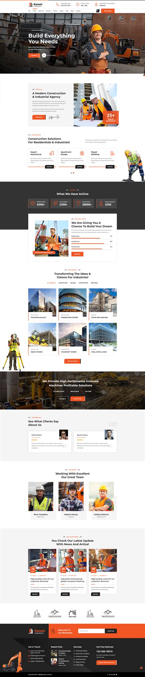 实用城市建筑工程公司html网站模板-html模版-跟版网
