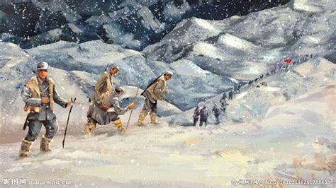红军翻越大雪山 – 尹大德 国画
