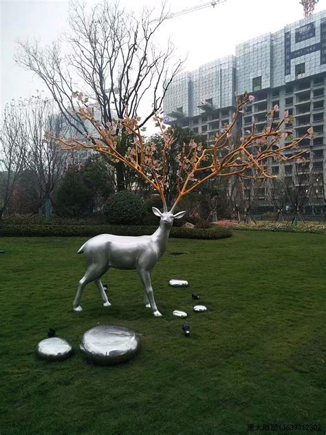 大型不锈钢鹿雕塑造型几何鹿园林景观户外摆件动物镜面雕塑定制-阿里巴巴