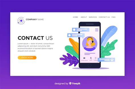 Free Vector | Contact us landing page with digital design