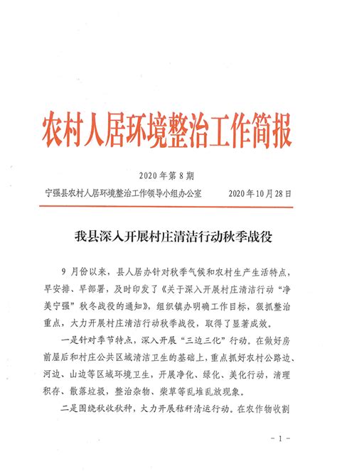农村人居环境整治工作简报（2020年第8期） - 宁强县人民政府
