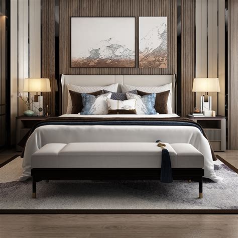 卫诗理意式轻奢实木真皮床现代简约1.8米双人床卧室家具C6新品-双人床-2021美间（软装设计采购助手）