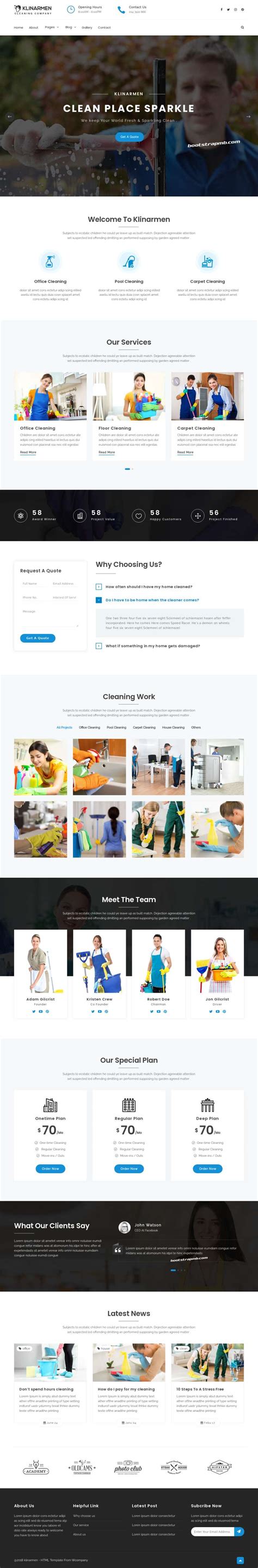 保洁公司网站模板，家政保洁网站源码下载-17素材网