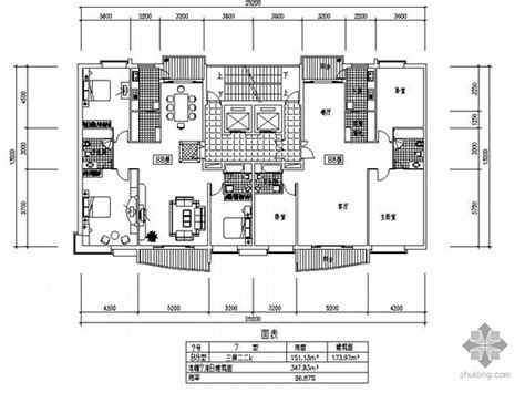 板式高层一梯两户三室二厅二卫户型图(105/116)-建筑户型图-筑龙建筑设计论坛