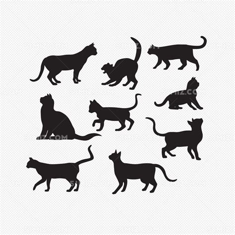 宠物猫剪影矢量素材免费下载 - 觅知网