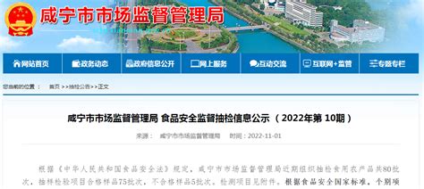 湖北省咸宁市市场监督管理局食品安全监督抽检信息公示（2022年第 10期）-中国质量新闻网