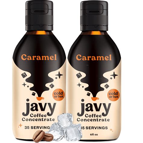 Javy Cold Brew Iced Coffee Concentrate, 2 Pack Caramel, Arabica Coffee Beverages, 35X Liquid ...