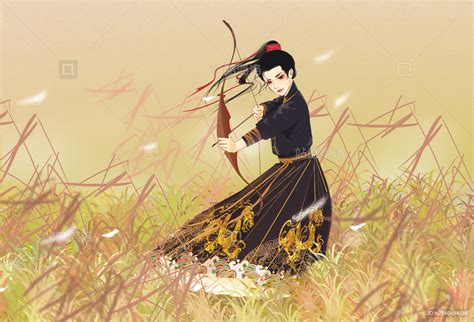 射箭插画古风头像女生版