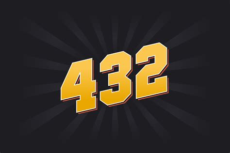 Number 432 vector font alphabet. Yellow 432 number with black ...
