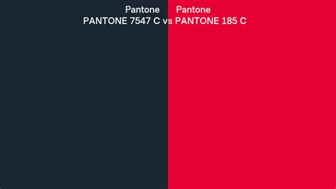 Pantone 7547 C vs PANTONE 185 C side by side comparison