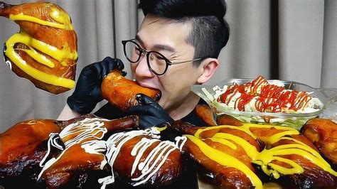韩国声控吃播！芝士烤大鸡腿一次吃过瘾，大口吃肉太幸福了！