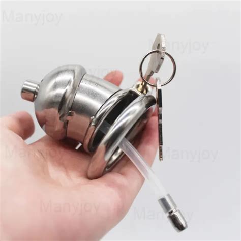 DESIGN CHASTITY CAGE Male Chastity Device with Tube Plug Stainless ...
