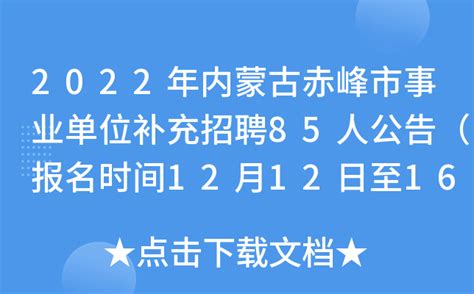 2022年内蒙古赤峰市事业单位补充招聘85人公告（报名时间12月12日至16日）
