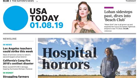 Newspaper USA Today (USA). Newspapers in USA. Tuesday